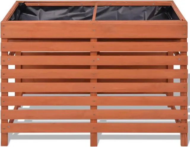 Alt view image 8 of 11 - vidaXL Planter Raised Flower Bed with Lining Patio Plant Box Solid Fir Wood