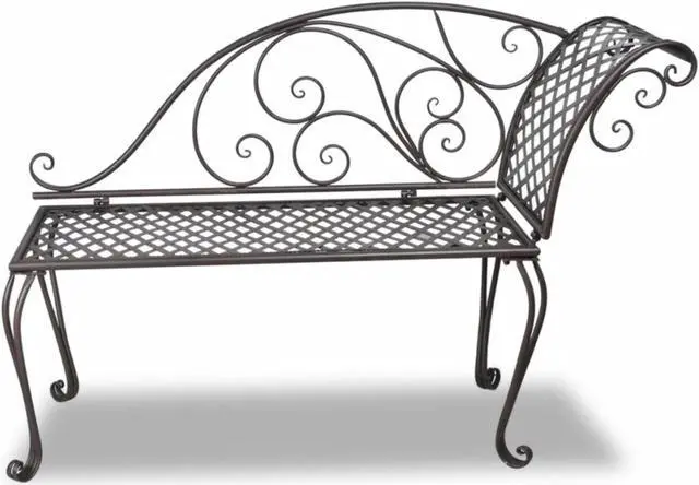 Alt view image 5 of 12 - vidaXL Patio Chaise Lounge Outdoor Bench with Backrest Steel Antique Brown