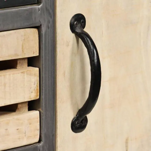 Alt view image 9 of 19 - vidaXL Sideboard Buffet Console Cabinet for Kitchen Solid Wood Mango and Steel