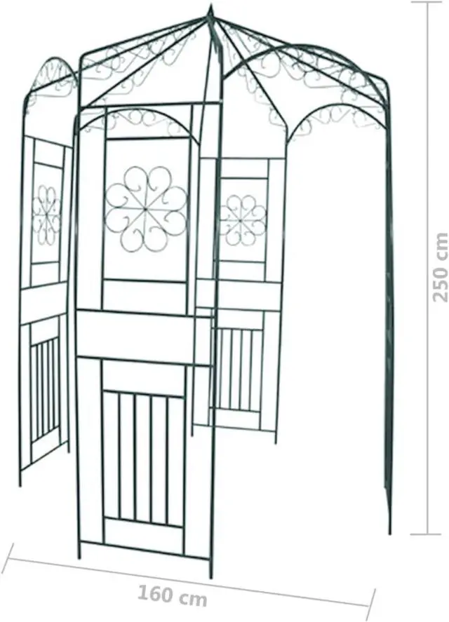 Alt view image 6 of 6 - vidaXL Garden Arch Garden Trellis for Climbing Plants Metal Arbor Dark Green