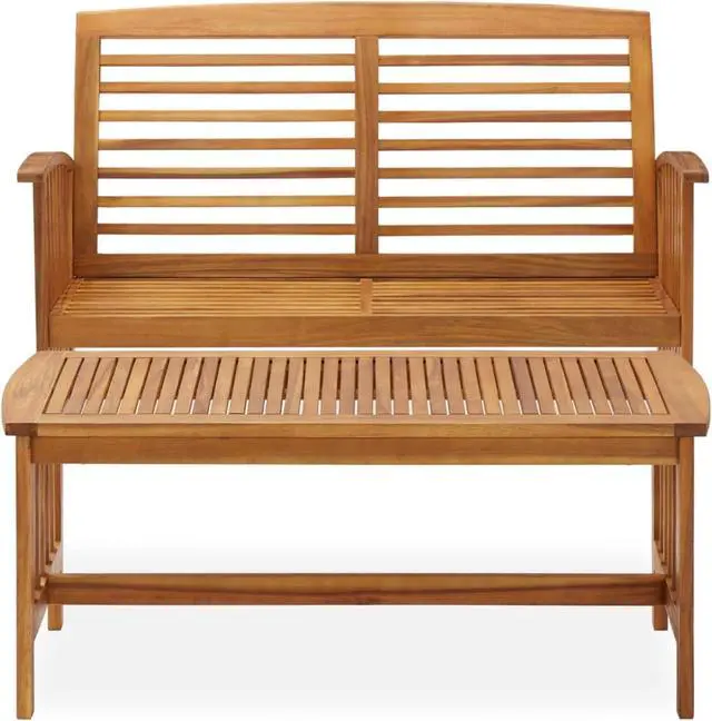 Alt view image 10 of 10 - vidaXL Patio Furniture Set 2 Piece Bench Seat with Table Solid Acacia Wood