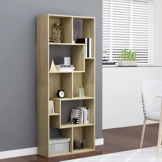 Alt view image 2 of 10 - vidaXL Book Cabinet Sonoma Oak Engineered Wood Book Shelf Chest Bookcase Rack