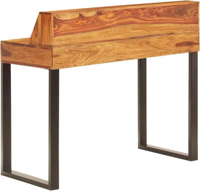 Alt view image 10 of 11 - vidaXL Desk Natural Wood Solid Acacia Wood and Powder Coated Steel