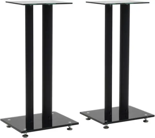 Alt view image 8 of 13 - vidaXL Speaker Stands Speaker Holder 2 Pcs Tempered Glass 2 Pillars Design Black