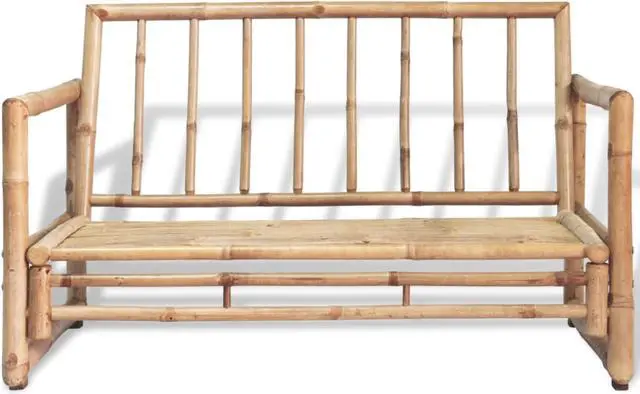 Alt view image 9 of 15 - vidaXL Patio Loveseat 2 Seater Sofa for Balcony Backyard with Cushions Bamboo