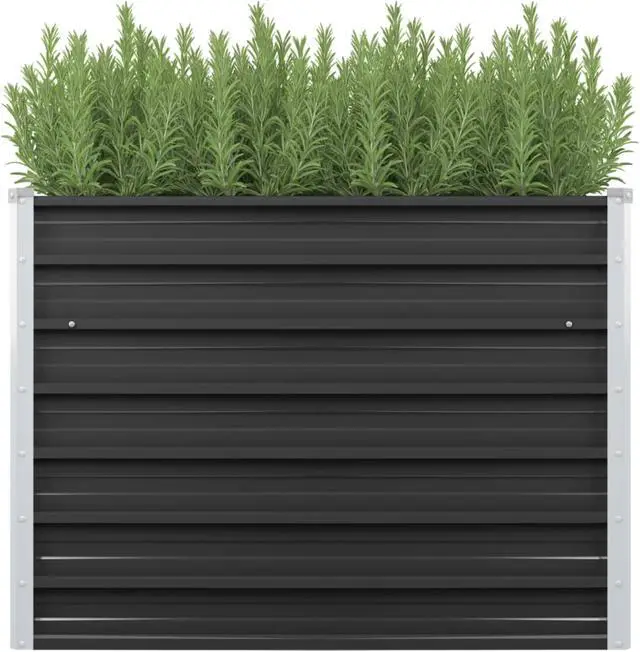 Alt view image 8 of 11 - vidaXL Garden Raised Bed Anthracite Galvanized Steel Garden Planter Flower Box