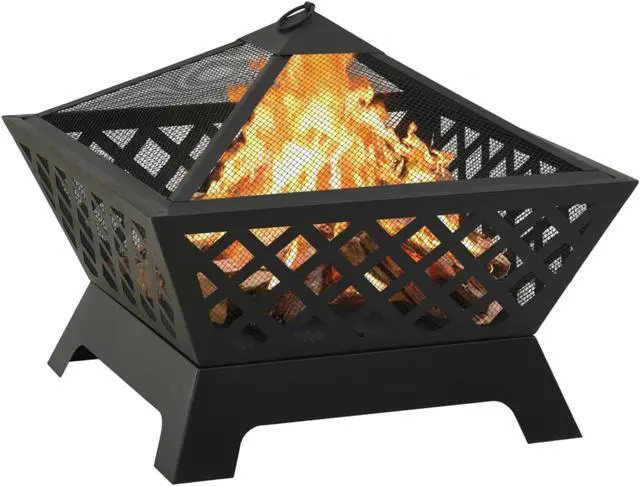 Alt view image 9 of 13 - vidaXL Fire Pit Outdoor Fireplace for Camping Firebowl with Poker XXL Steel