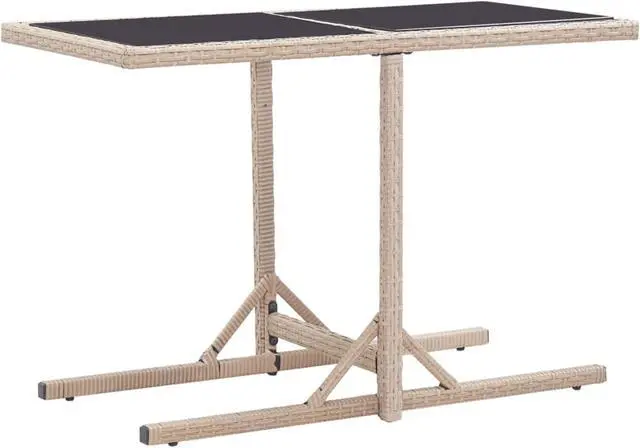 Alt view image 7 of 11 - vidaXL Patio Table Patio Garden Table for Picnic with Glass Top PE Rattan Beige