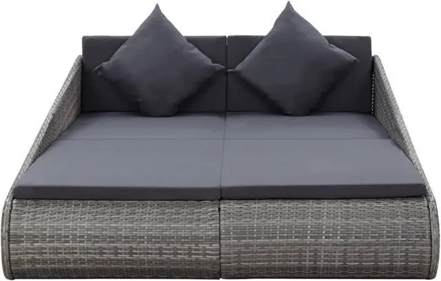 Alt view image 2 of 10 - vidaXL Garden Bed Gray 78.7"x54.7" Poly Rattan