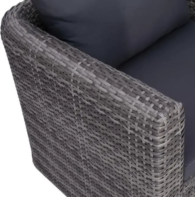 Alt view image 10 of 14 - vidaXL Patio Chair All Weather Outdoor Furniture with Cushion Poly Rattan Gray