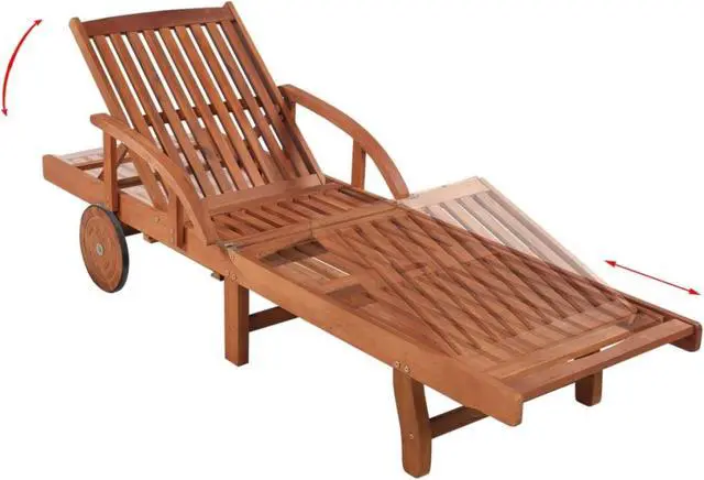 Alt view image 8 of 11 - vidaXL Patio Lounge Chair Outdoor Chaise Lounge with Table Solid Acacia Wood