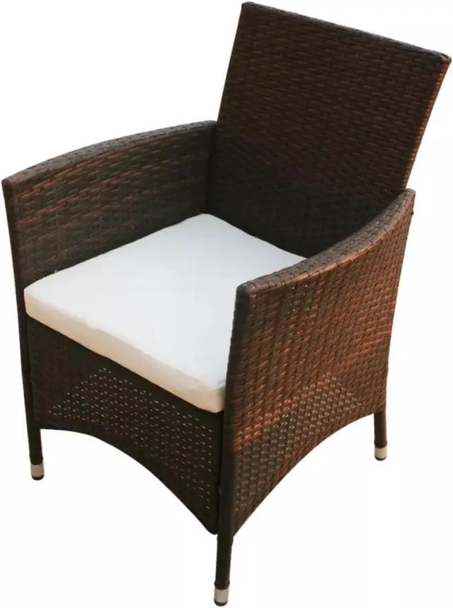 Alt view image 2 of 10 - vidaXL Garden Chairs 2 pcs Poly Rattan Brown