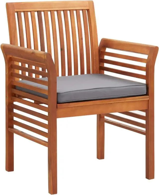 Alt view image 9 of 13 - vidaXL 2x Solid Acacia Wood Garden Dining Chairs with Cushions Slatted Patio
