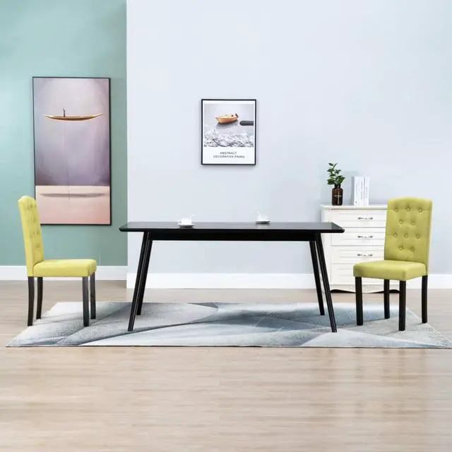 Alt view image 8 of 11 - vidaXL Dining Chairs 2 Pcs Accent Side Chair with Solid Wood Legs Green Fabric