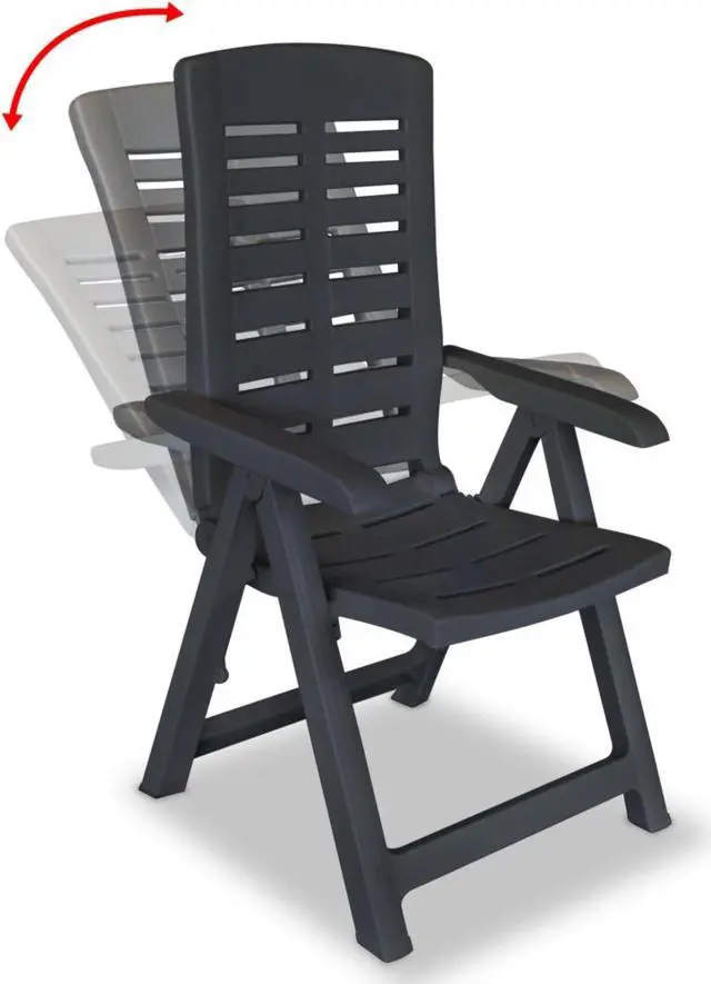Alt view image 2 of 14 - vidaXL Reclining Garden Chairs 2 pcs Plastic Anthracite
