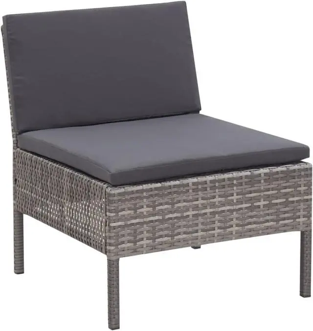 Alt view image 3 of 11 - vidaXL 5 Piece Garden Sofa Set with Cushions Poly Rattan Gray