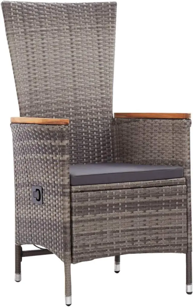 Alt view image 10 of 13 - vidaXL Patio Chairs 2 Pcs Patio Dining Chair with Cushions Poly Rattan Gray