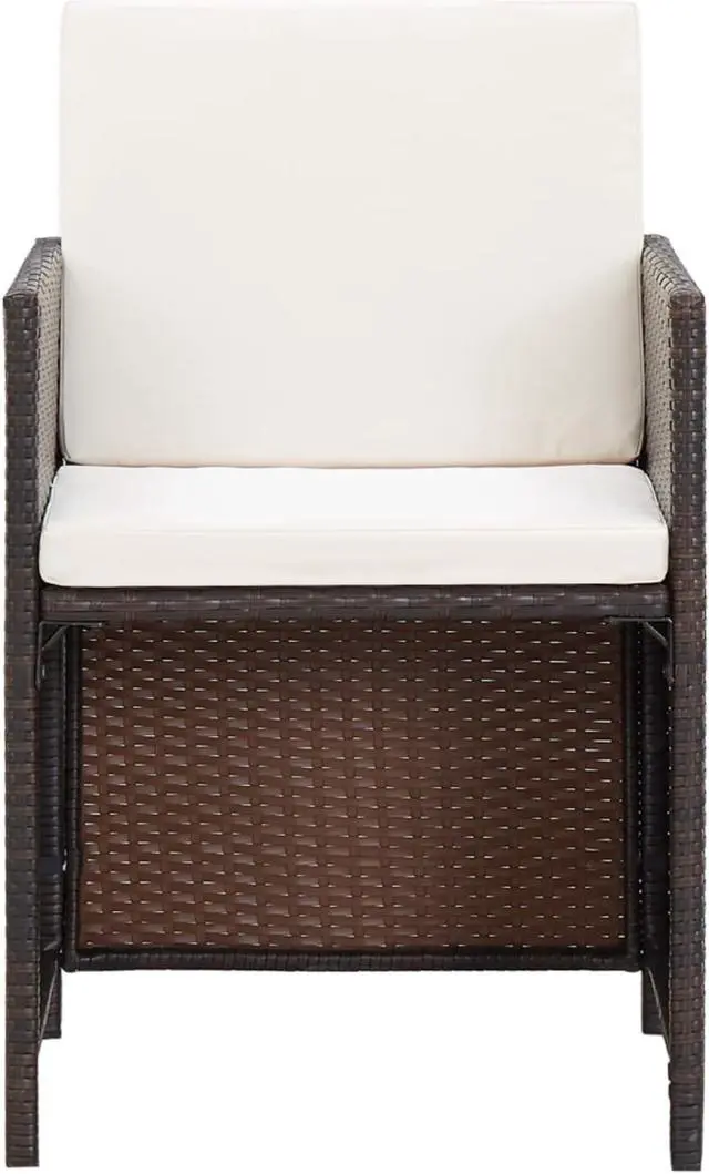 Alt view image 10 of 13 - vidaXL Patio Chairs 2 Pcs Patio Dining Chair with Cushions Poly Rattan Brown
