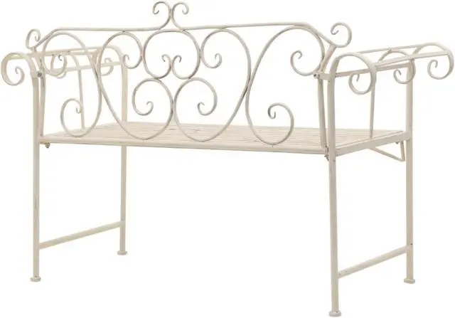 Alt view image 11 of 17 - vidaXL Patio Bench Metal Scrolling Garden Bench Chair Metal Antique White