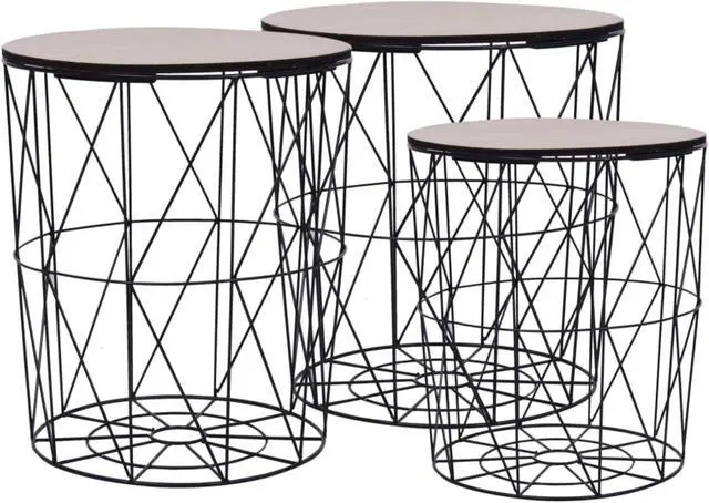 Alt view image 9 of 18 - vidaXL Coffee Table 3 Pcs Round End Sofa Table Living Room Furniture Black