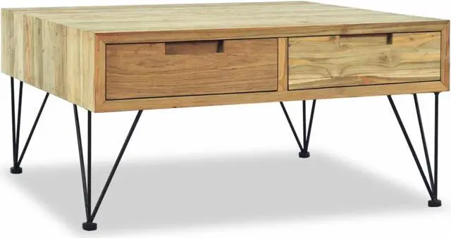 Alt view image 8 of 14 - vidaXL Coffee Table End Table Accent Sofa Table with 2 Drawers Solid Teak