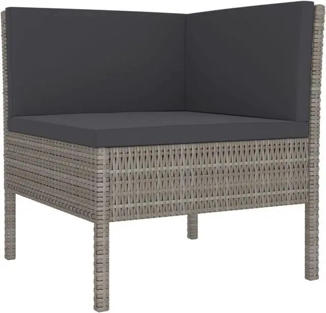 Alt view image 3 of 12 - vidaXL 2 Piece Garden Lounge Set with Cushions Poly Rattan Gray
