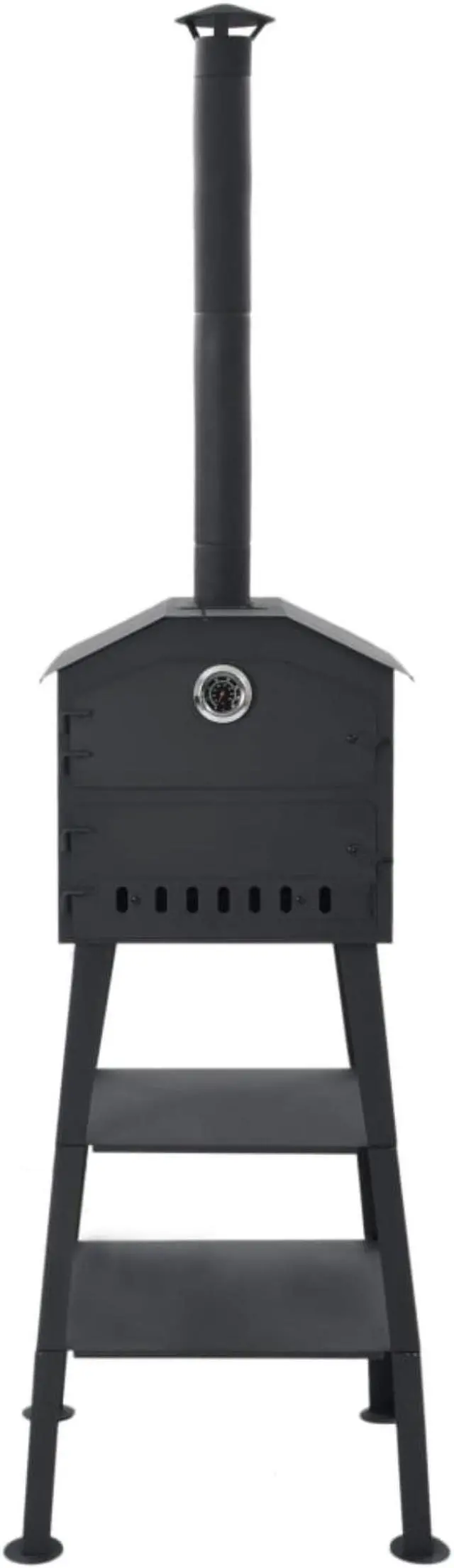 Alt view image 10 of 17 - vidaXL Patio Outdoor Pizza Oven Charcoal Fired Garden Chimney BBQ Smoker Bread