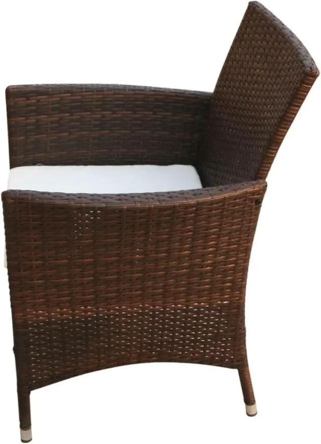 Alt view image 3 of 10 - vidaXL Garden Chairs 2 pcs Poly Rattan Brown
