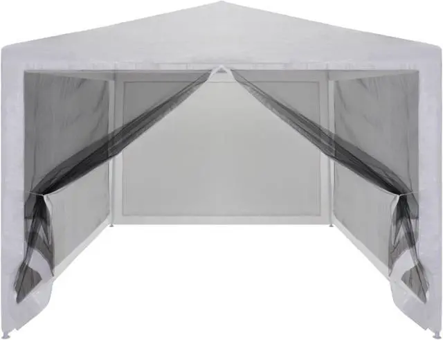 Alt view image 9 of 10 - vidaXL Party Tent Outdoor Canopy Tent Gazebo with Mesh Sidewalls White and Black