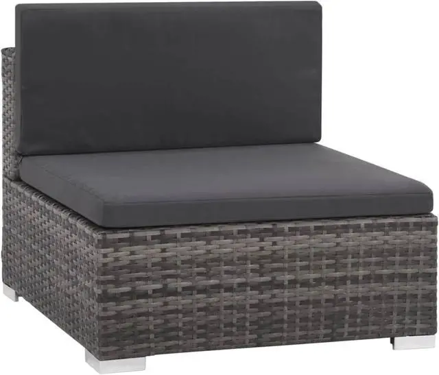 Alt view image 3 of 10 - vidaXL 6 Piece Garden Lounge Set with Cushions Poly Rattan Gray