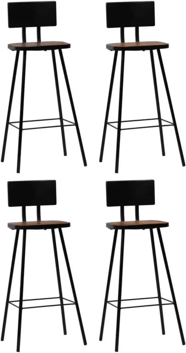 Alt view image 8 of 14 - vidaXL Bar Stools Counter Height Stool Island Stool 4 Pcs Solid Reclaimed Wood