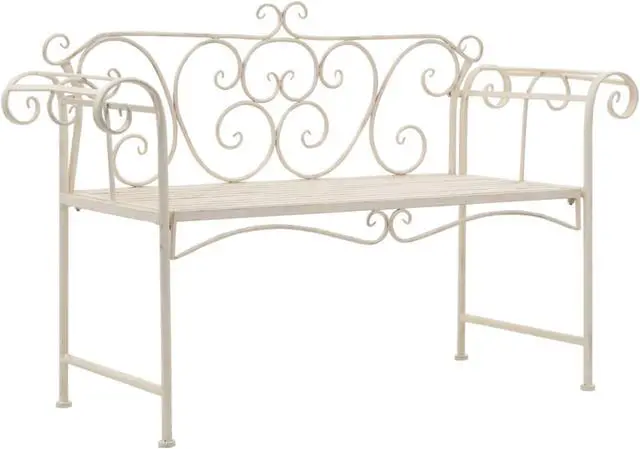 Alt view image 8 of 17 - vidaXL Patio Bench Metal Scrolling Garden Bench Chair Metal Antique White