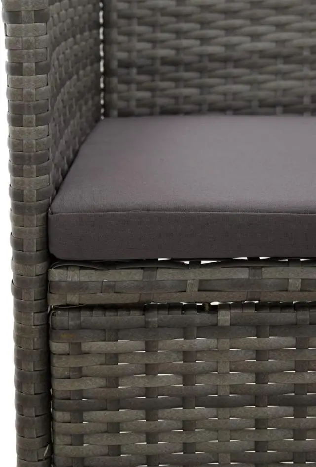 Alt view image 9 of 11 - vidaXL Rattan Chair Set of 2 Grey Poly Rattan, Steel Frame Medium