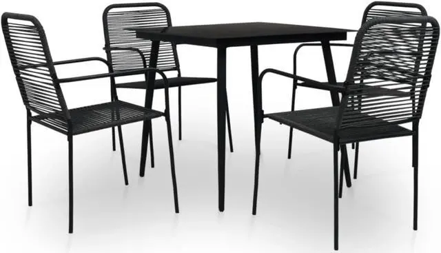 Main image of vidaXL 5 Piece Outdoor Dining Set Cotton Rope and Steel Black