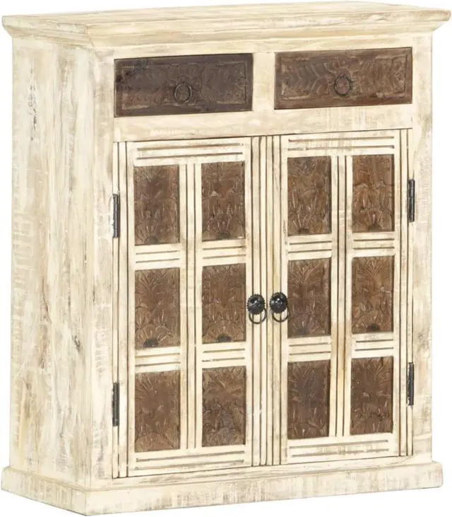 Main image of vidaXL Sideboard White 25.6"x11.8"x29.5" Solid Mango Wood