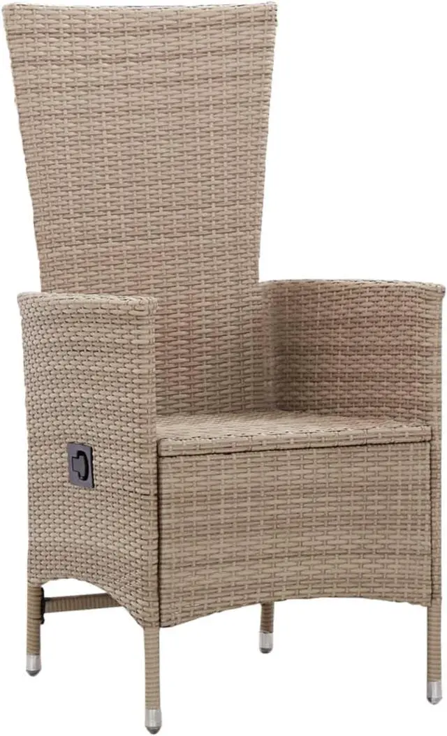 Alt view image 10 of 13 - vidaXL Patio Chairs 2 Pcs Patio Dining Chair with Cushions Poly Rattan Beige
