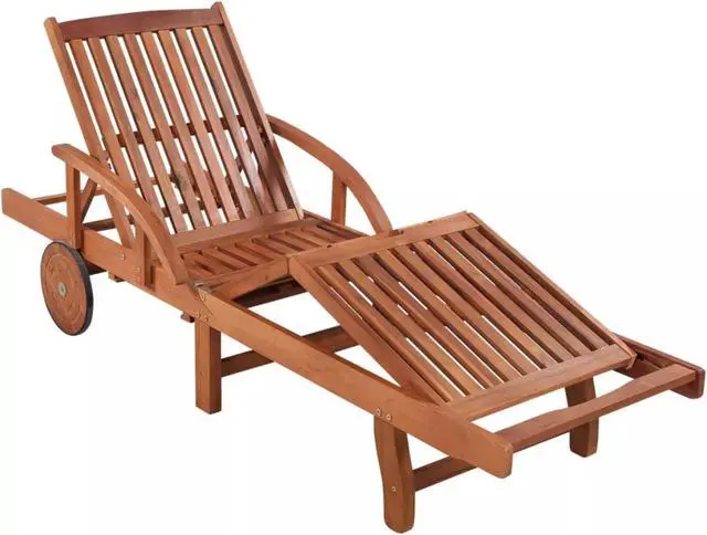 Alt view image 7 of 11 - vidaXL Patio Lounge Chair Outdoor Chaise Lounge with Table Solid Acacia Wood