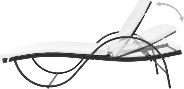 Alt view image 11 of 14 - vidaXL Patio Lounge Chair Outdoor Chaise Lounge with Cushion Poly Rattan Black