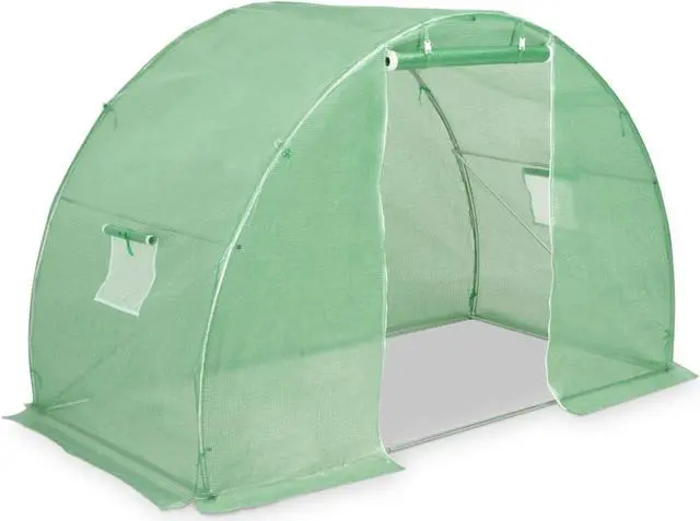 Alt view image 11 of 11 - vidaXL Greenhouse with Steel Foundation 48.4 ftÂ² 10' Walk-In Plant Gardening