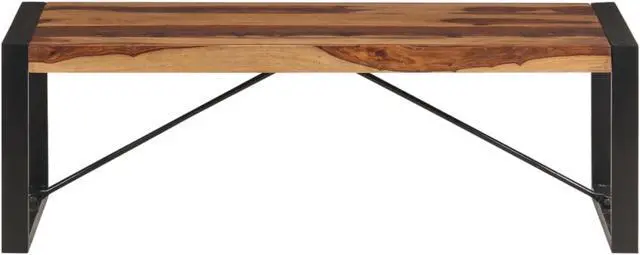 Alt view image 10 of 11 - vidaXL Coffee Table Brown Solid Acacia wood, Powder-Coated Steel