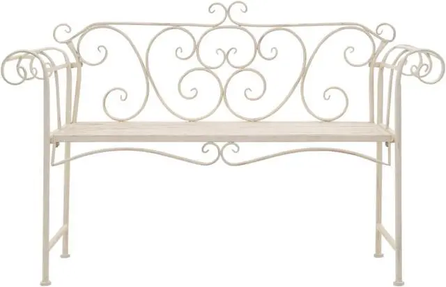 Alt view image 9 of 17 - vidaXL Patio Bench Metal Scrolling Garden Bench Chair Metal Antique White