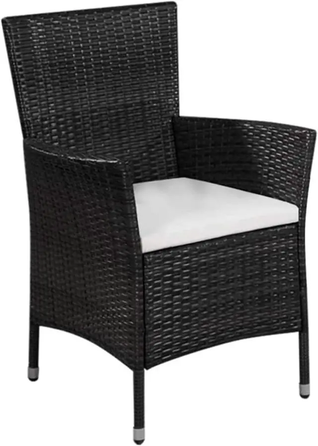 Alt view image 7 of 11 - vidaXL Patio Bistro Set 3 Piece Patio Furniture Set Table Chairs Rattan Black