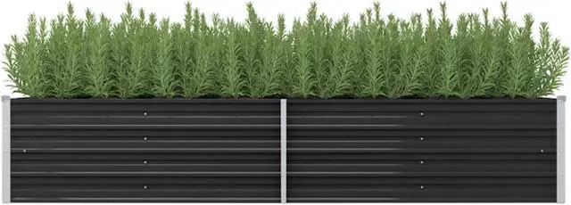 Alt view image 8 of 11 - vidaXL Garden Raised Bed Anthracite 94.5" Galvanized Steel Planter Pot Outdoor