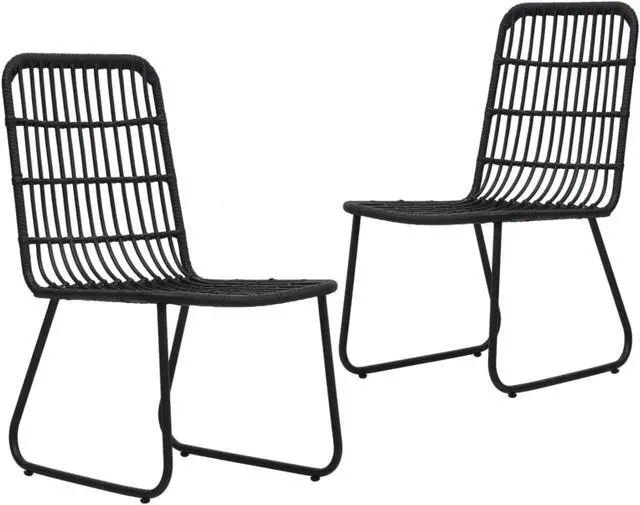Main image of vidaXL Garden Chair Set of 2 Black PE Rattan, Powder-Coated Steel