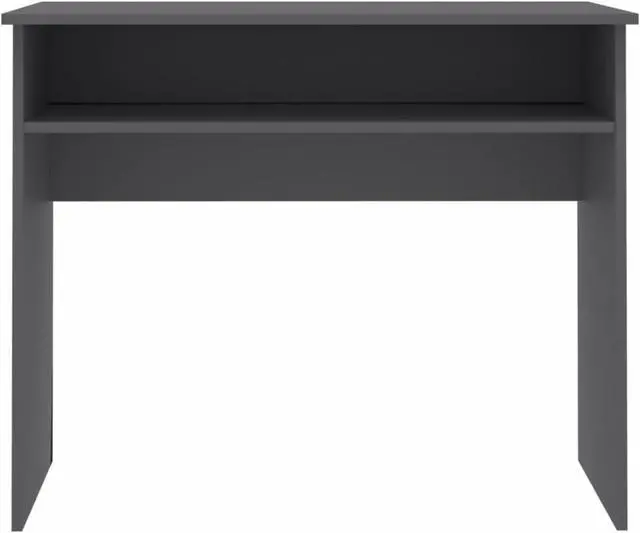 Alt view image 8 of 11 - vidaXL Desk Computer Desk Home Office Desk with Shelf Gray Engineered Wood