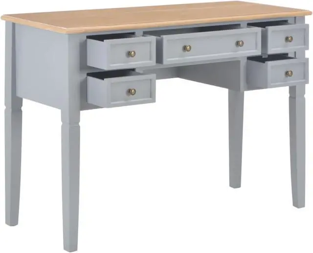 Alt view image 9 of 20 - vidaXL Writing Desk Computer Desk Laptop Table Home Workstation Gray Wood