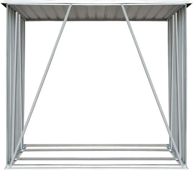 Alt view image 11 of 11 - vidaXL Firewood Rack Log Storage Holder Stand with Roof Galvanized Steel 64.2"