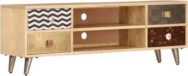 Alt view image 8 of 14 - vidaXL TV Stand TV Unit Sideboard TV Console Media Cabinet Solid Mango Wood
