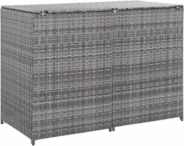 Alt view image 10 of 12 - vidaXL Garbage Can Shed Trash Bin Shed Wheelie Storage Anthracite Poly Rattan
