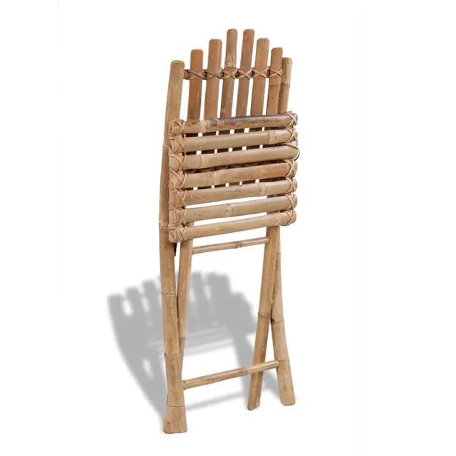 Alt view image 2 of 10 - vidaXL 5 Piece Folding Outdoor Dining Set Bamboo
